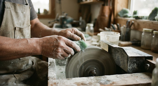 Artisan shaping jade